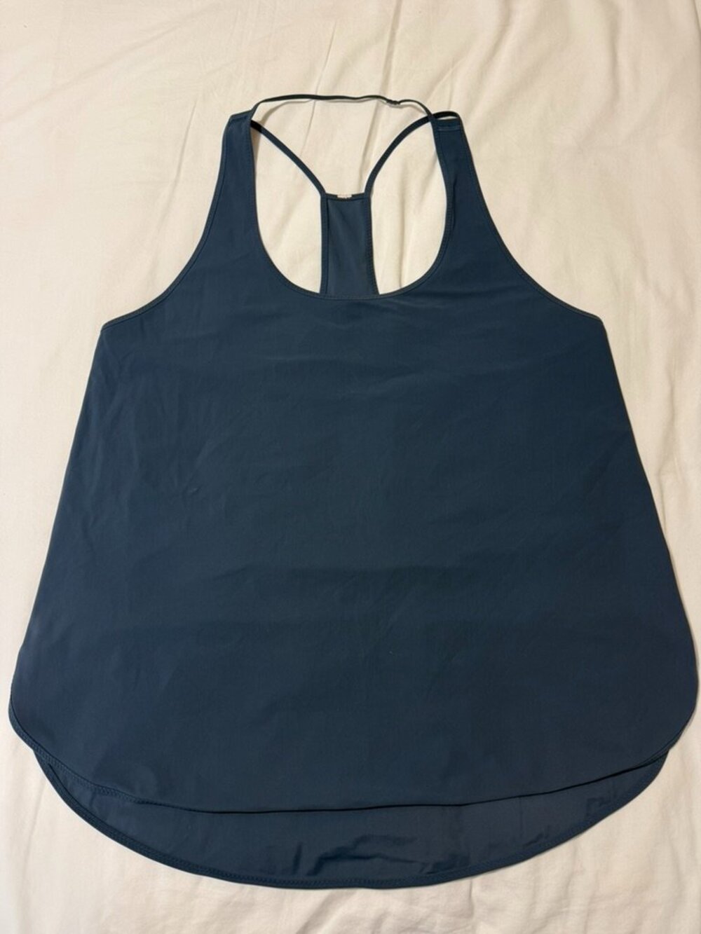 Lululemon Blue Strappy Racerback Tank Top Curved Hem Athletic Yoga Size 10